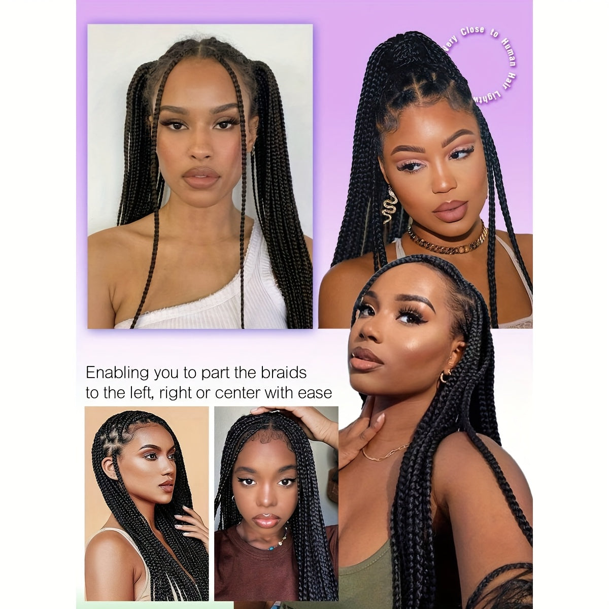 30 Inch Full Lace Braided Wig - Knotless Box Braids, Easy Wear, High-Temperature Fiber, Straight Hair, Elegant Style, All Occasions Wig|Straight Hair Wig|Easy Wear Wig